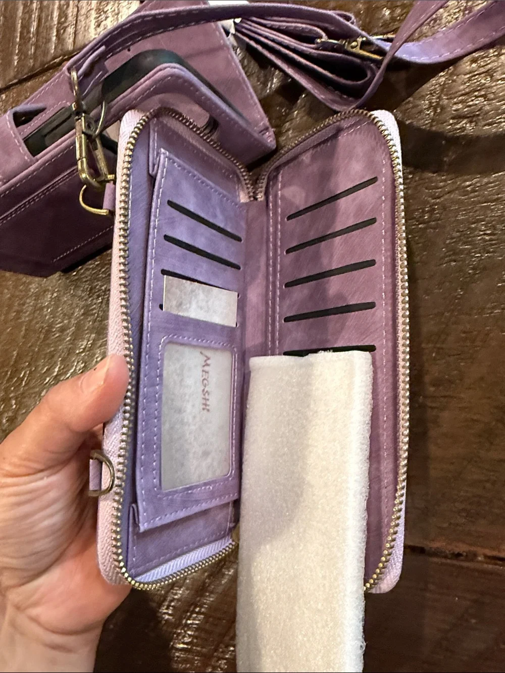 Lavender Crossbody Wallet Phone Case with Detachable Strap